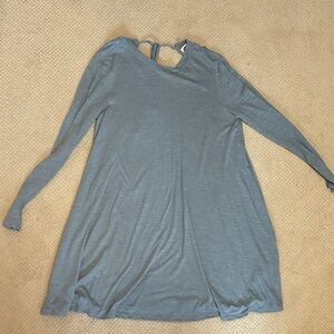 Free People Beach Long Sleeve Flowy Dress in Slate Blue